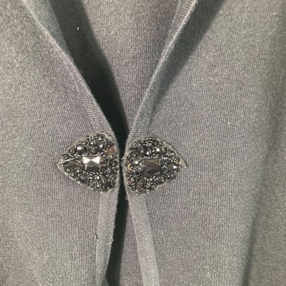 Womens Coldwater Creek‎ Silk Blend Beaded Clasp Cardigan Sweater Black 2X Cotton - Picture 3 of 9